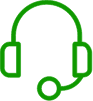 Green headphone icon.