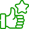 Icon with a hand and a star.